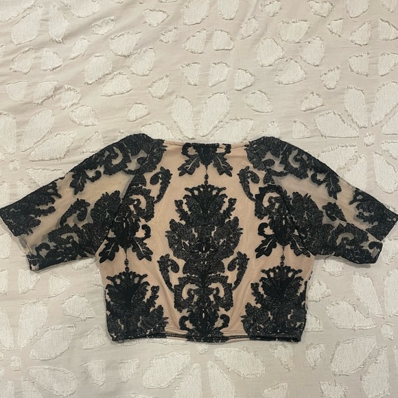 For Love & Lemons Ethereal Crop Top Nude/Black - Picture 7 of 8